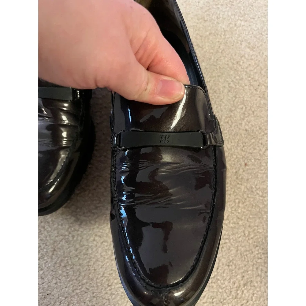 Paul Green Women's Charlie Patent‎ Leather Lug Sole Loafers Dark Brown- Size 8